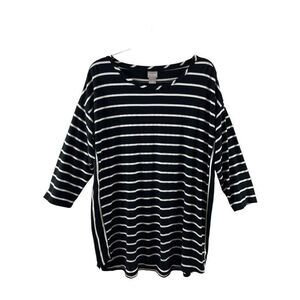 Chico's Zenergy Striped Tunic Size 2 (12/14) Black White Rayon Stretch Casual